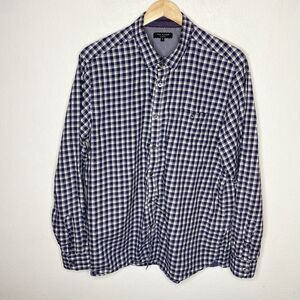 Ted Baker Button‎ Up Long Sleeve Shirt Blue Purple Cotton Check Mens 6 US 2XL
